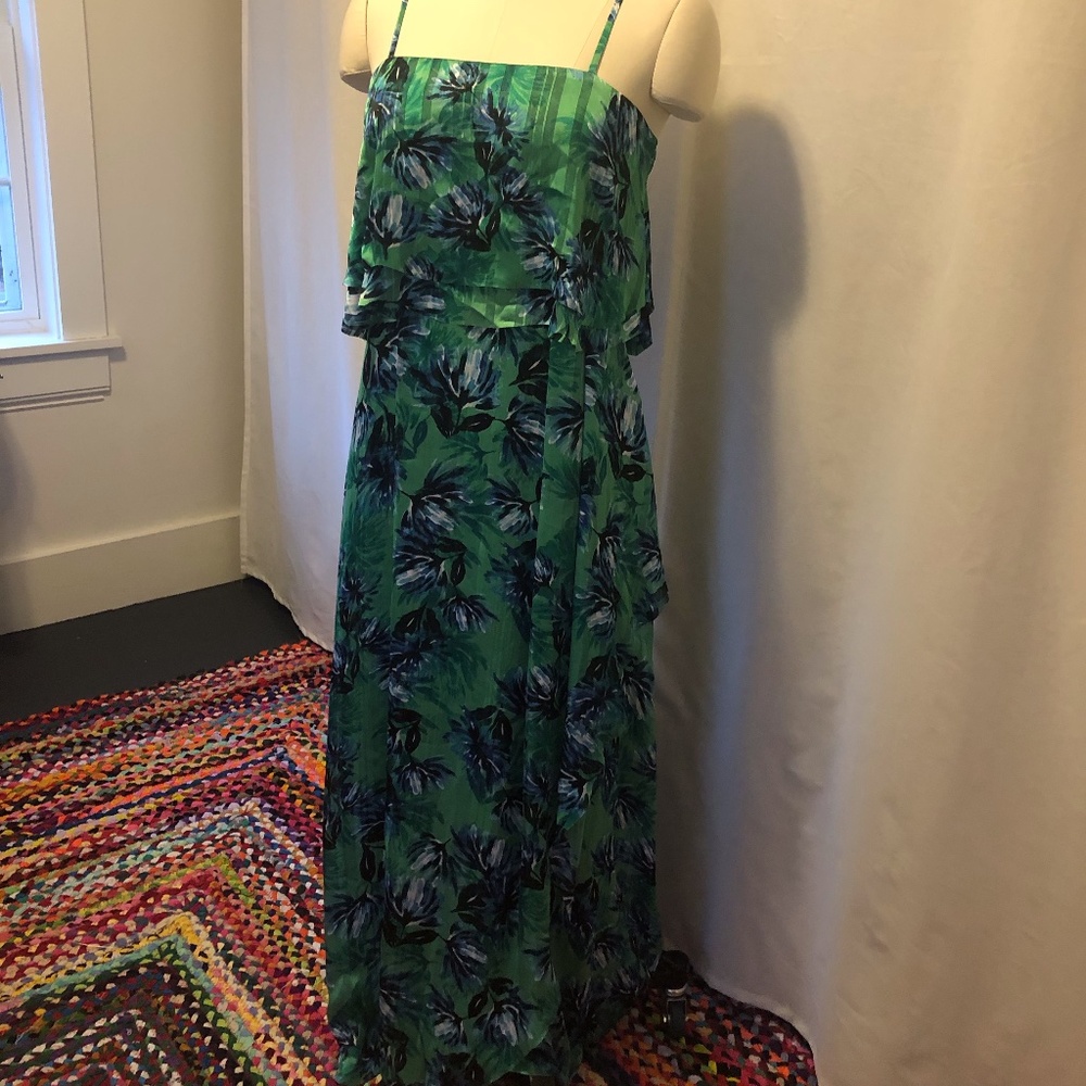 Banana Republic green floral maxi dress 10 EUC